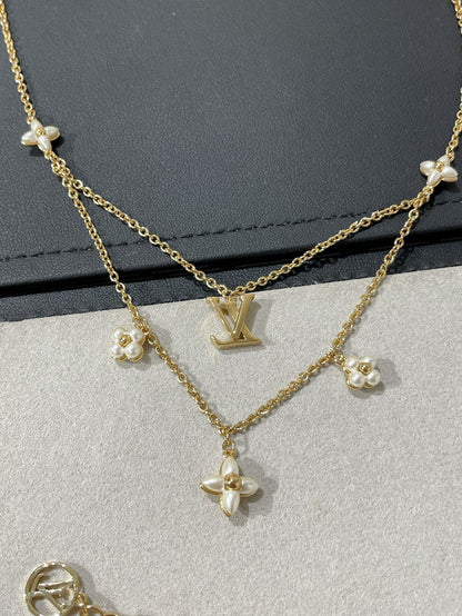 [Aurelle Style]FLOWERGRAM GOLD MOP DOUBLE ROW NECKLACE