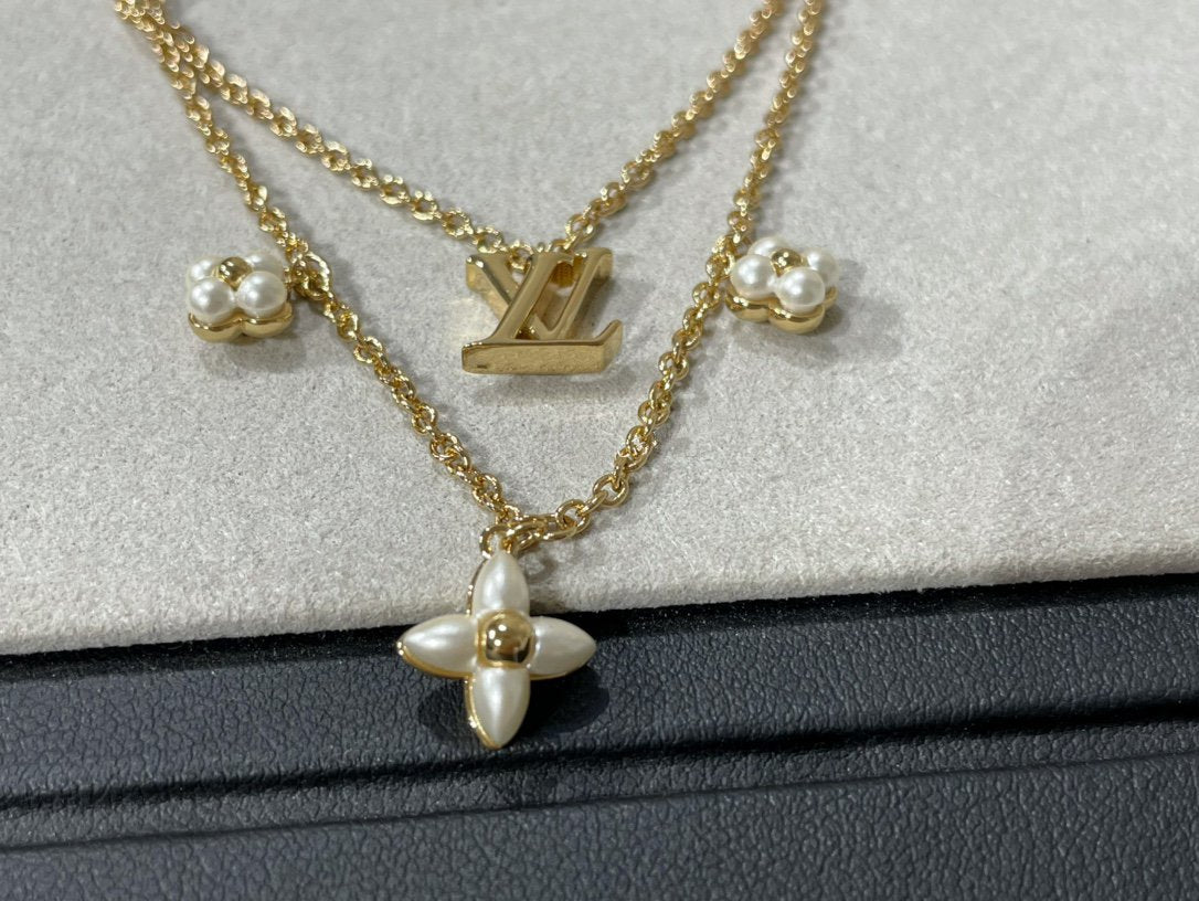 [Aurelle Style]FLOWERGRAM GOLD MOP DOUBLE ROW NECKLACE