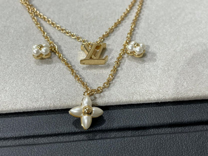 [Aurelle Style]FLOWERGRAM GOLD MOP DOUBLE ROW NECKLACE