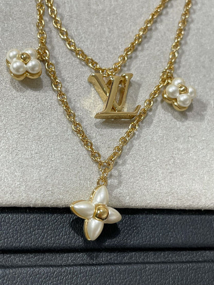 [Aurelle Style]FLOWERGRAM GOLD MOP DOUBLE ROW NECKLACE