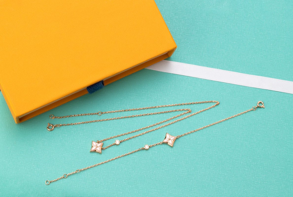 [Aurelle Style]STAR PINK MOP 1 DIAMOND PINK GOLD NECKLACE