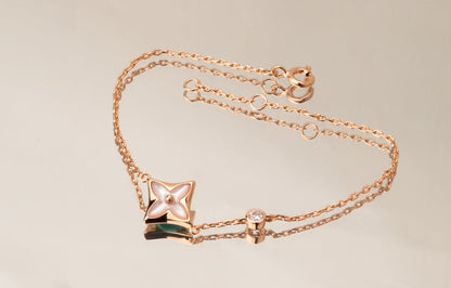 [Aurelle Style]STAR PINK MOP 1 DIAMOND PINK GOLD NECKLACE