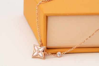 [Aurelle Style]STAR PINK MOP 1 DIAMOND PINK GOLD NECKLACE