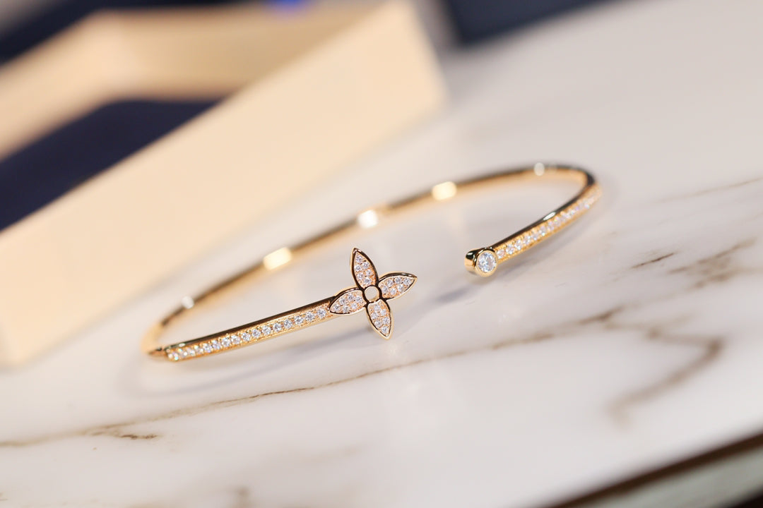 [Aurelle Style]IDYLLE GOLD OPEN BRACELET DIAMOND PAVED