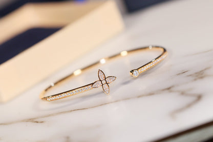[Aurelle Style]IDYLLE GOLD OPEN BRACELET DIAMOND PAVED