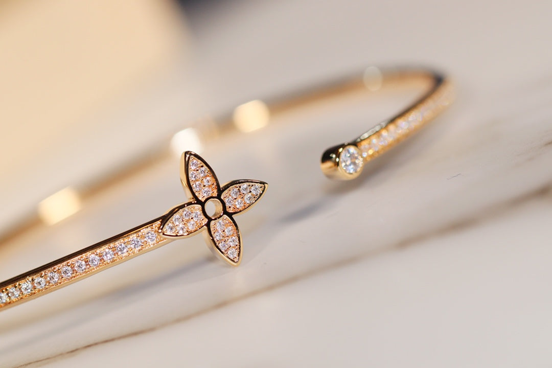 [Aurelle Style]IDYLLE GOLD OPEN BRACELET DIAMOND PAVED