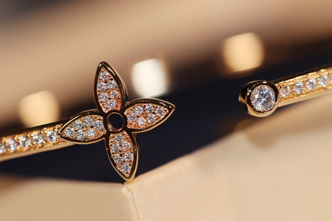 [Aurelle Style]IDYLLE GOLD OPEN BRACELET DIAMOND PAVED