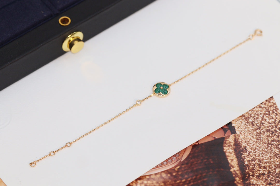 [Aurelle Style]STAR AND SUN 4 MOTIF PINK GOLD MALACHITE BRACELET