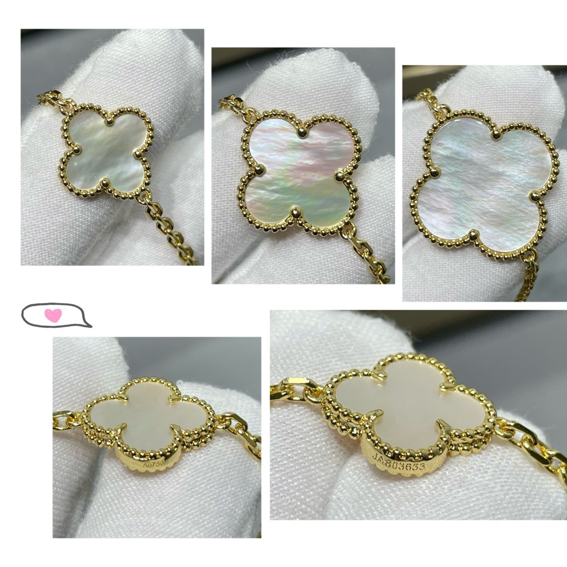 [Aurelle Style]CLOVER 16 MOTIF WHITE MOP GOLD NECKLACE