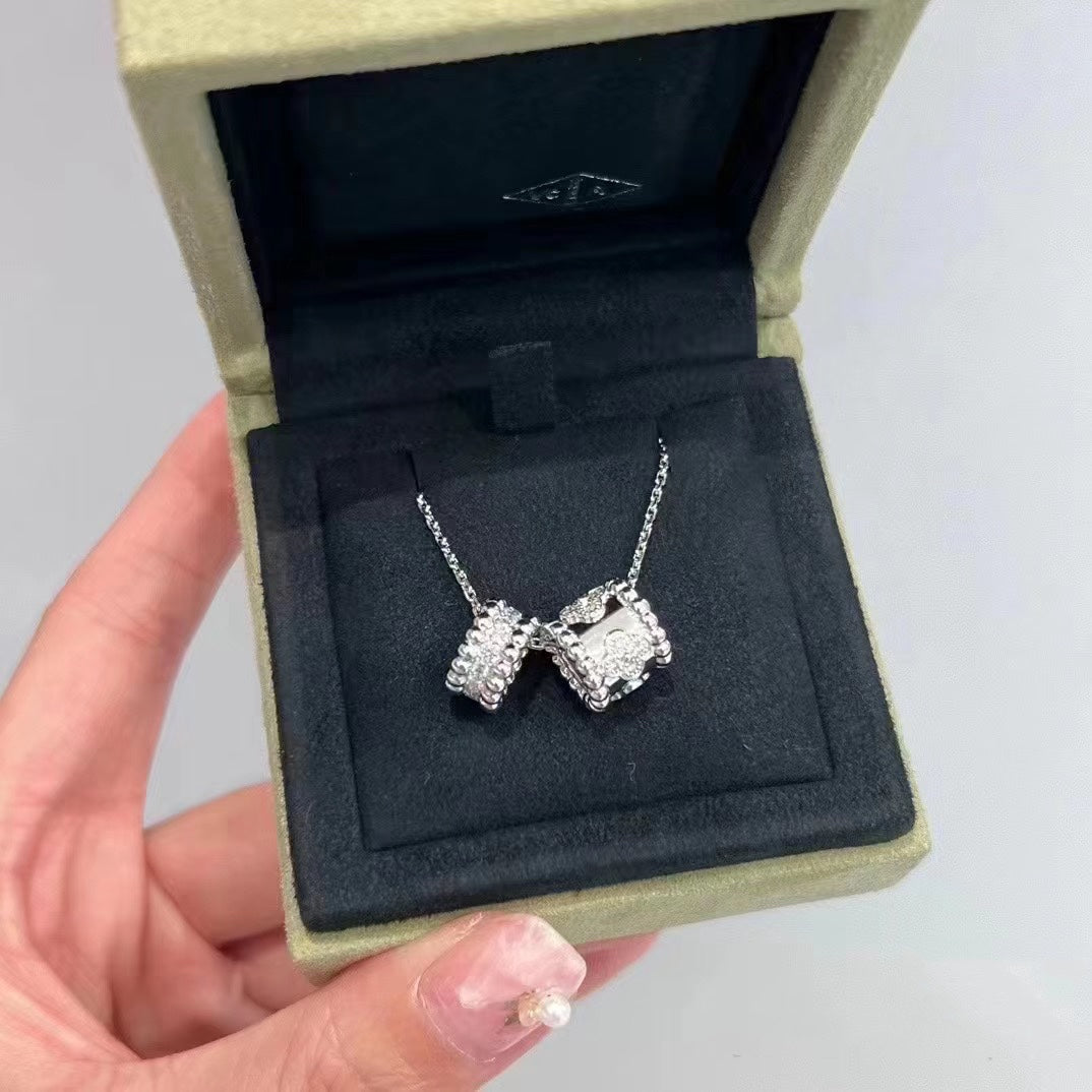 [Aurelle Style]PERLEE DOUBLE PENDANT SILVER DIAMOND NECKLACE