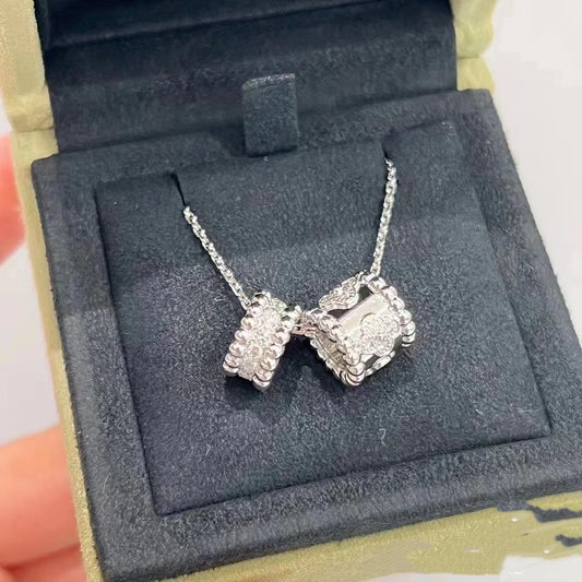 [Aurelle Style]PERLEE DOUBLE PENDANT SILVER DIAMOND NECKLACE