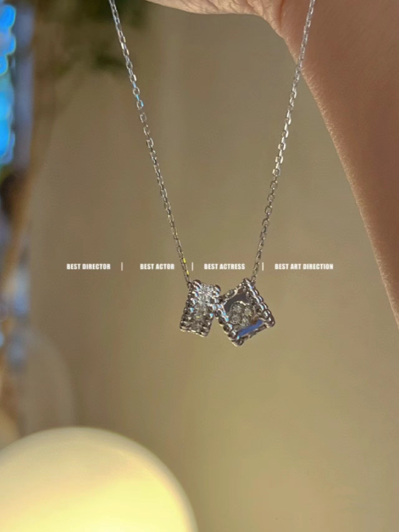 [Aurelle Style]PERLEE DOUBLE PENDANT SILVER DIAMOND NECKLACE