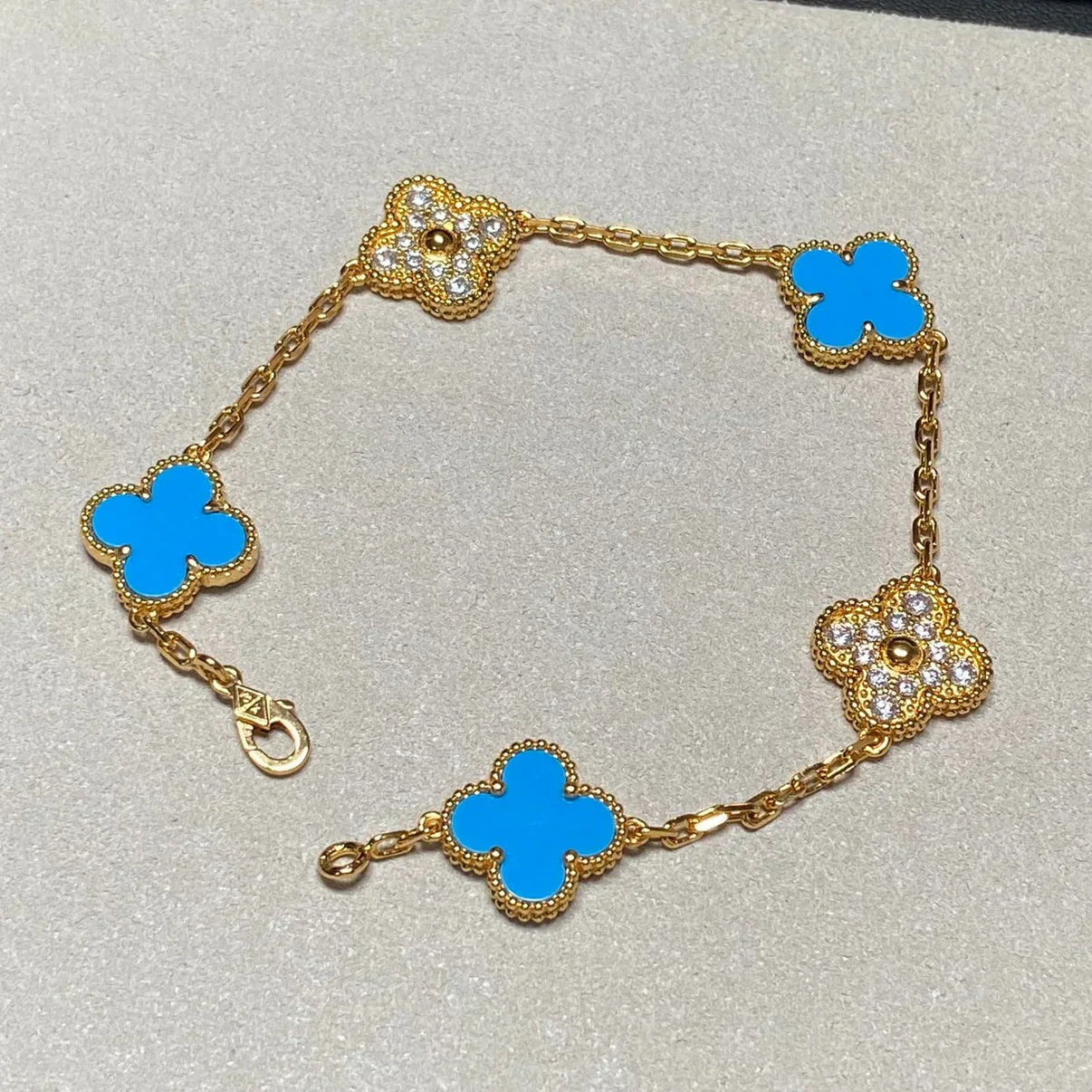 [Aurelle Style] CLOVER 5 MOTIF BLUE AGATE BRACELET COLLECTION