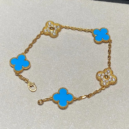[Aurelle Style] CLOVER 5 MOTIF BLUE AGATE BRACELET COLLECTION