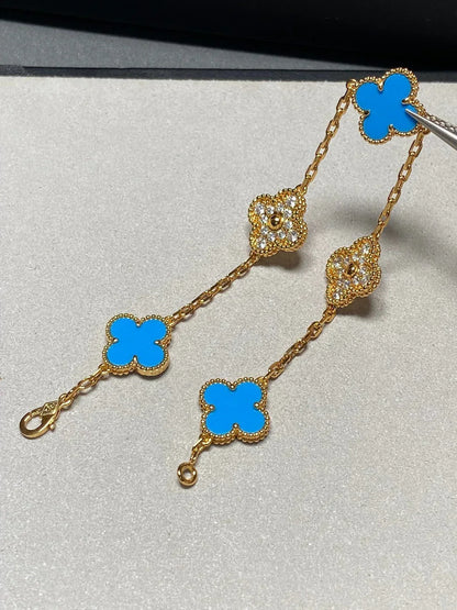 [Aurelle Style] CLOVER 5 MOTIF BLUE AGATE BRACELET COLLECTION