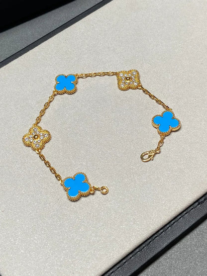 [Aurelle Style] CLOVER 5 MOTIF BLUE AGATE BRACELET COLLECTION