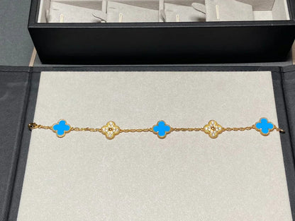 [Aurelle Style] CLOVER 5 MOTIF BLUE AGATE BRACELET COLLECTION