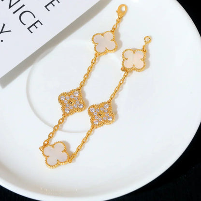 [Aurelle Style]CLOVER WHITE PEARL MOP 5 MOTIF BRACELET COLLECTION
