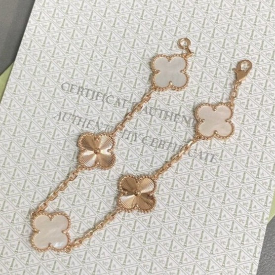 [Aurelle Style]CLOVER WHITE PEARL MOP 5 MOTIF BRACELET COLLECTION