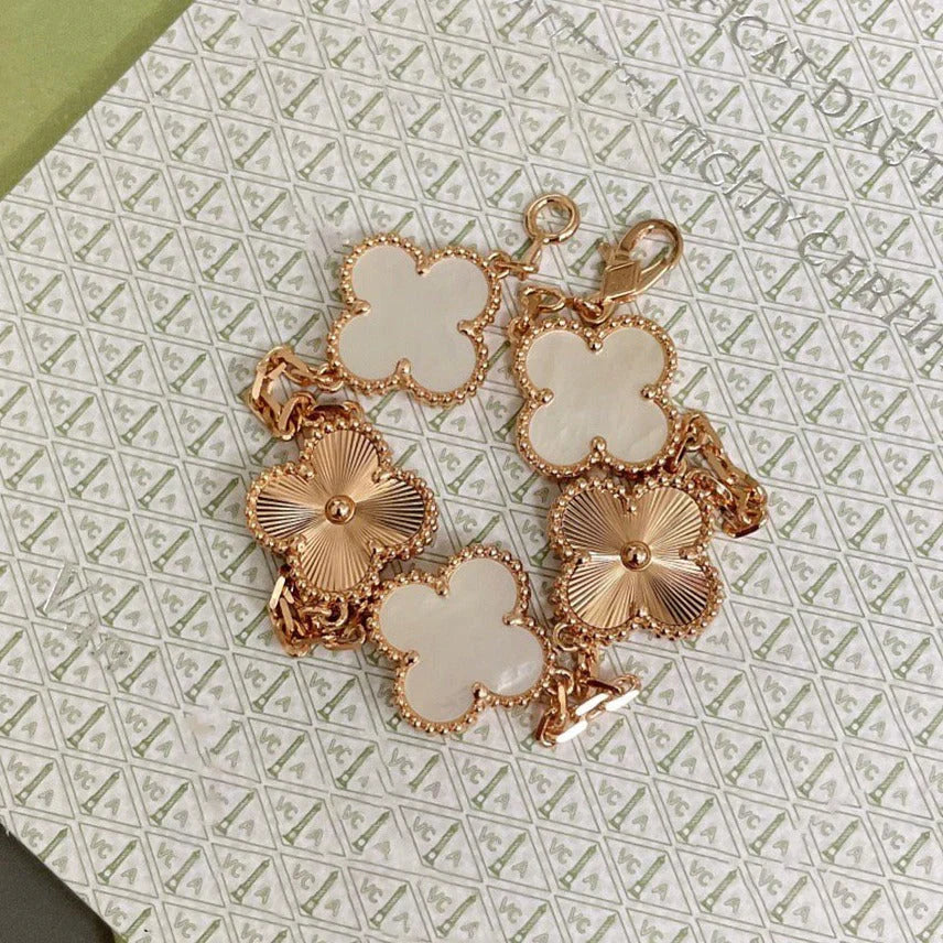 [Aurelle Style]CLOVER WHITE PEARL MOP 5 MOTIF BRACELET COLLECTION