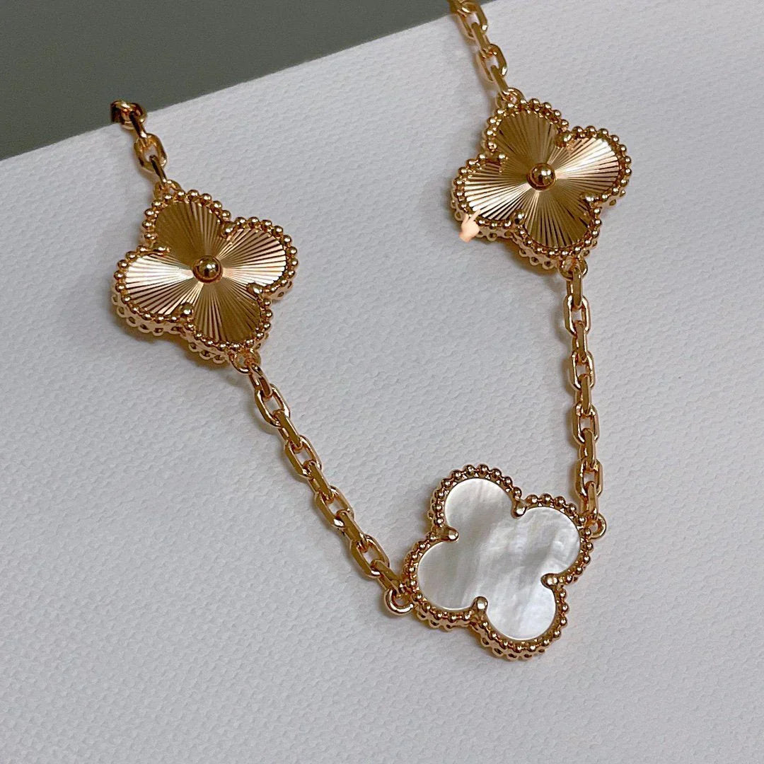 [Aurelle Style]CLOVER WHITE PEARL MOP 5 MOTIF BRACELET COLLECTION