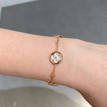 [Aurelle Style]STAR AND SUN 4 MOTIF WHITE MOP PINK GOLD BRACELET
