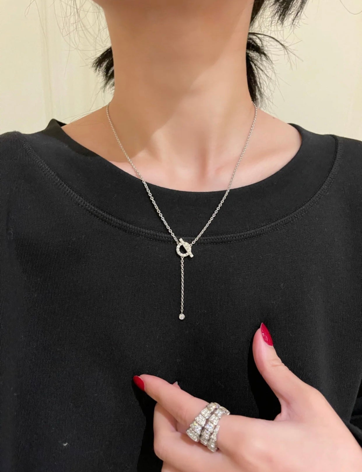 [Aurelle Style]FINESSE SILVER DIAMOND NECKLACE
