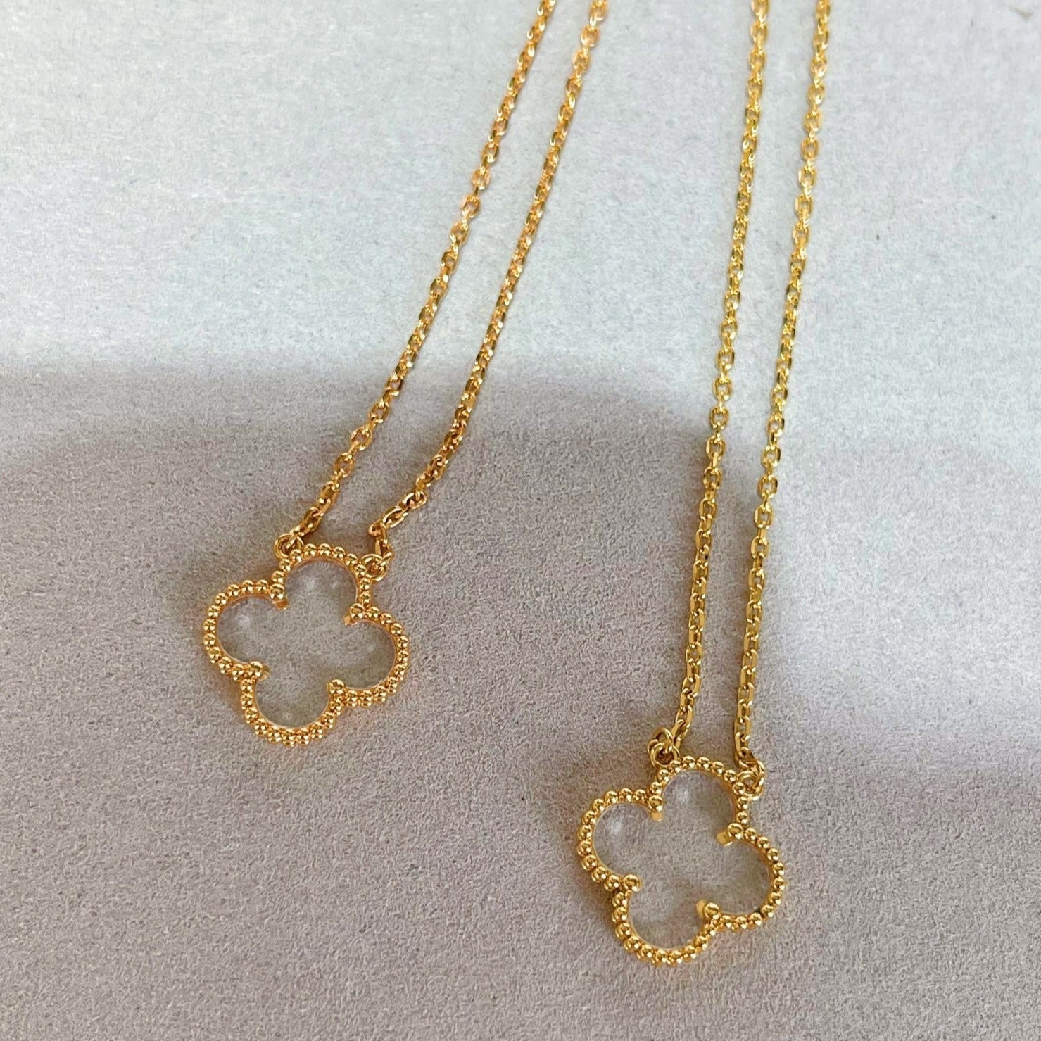 [Aurelle Style]CLOVER ROCK CRYSTAL ROSE GOLD NECKLACE