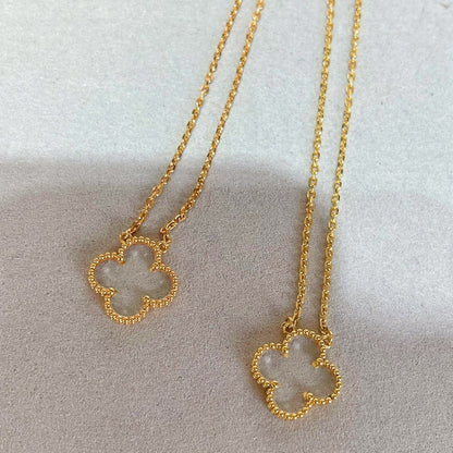 [Aurelle Style]CLOVER ROCK CRYSTAL ROSE GOLD NECKLACE