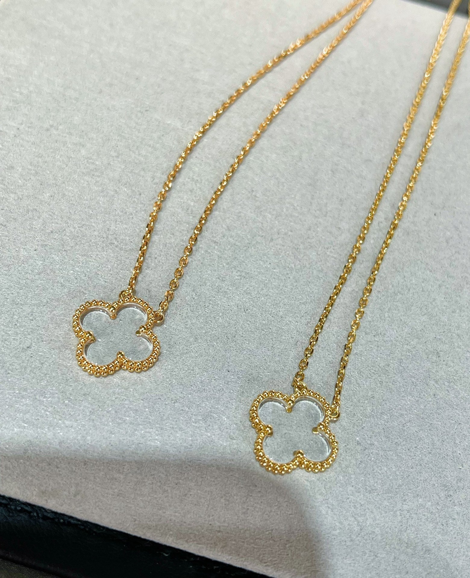 [Aurelle Style]CLOVER ROCK CRYSTAL ROSE GOLD NECKLACE