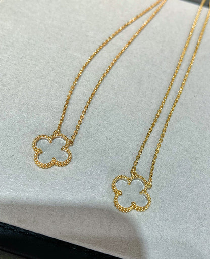 [Aurelle Style]CLOVER ROCK CRYSTAL ROSE GOLD NECKLACE