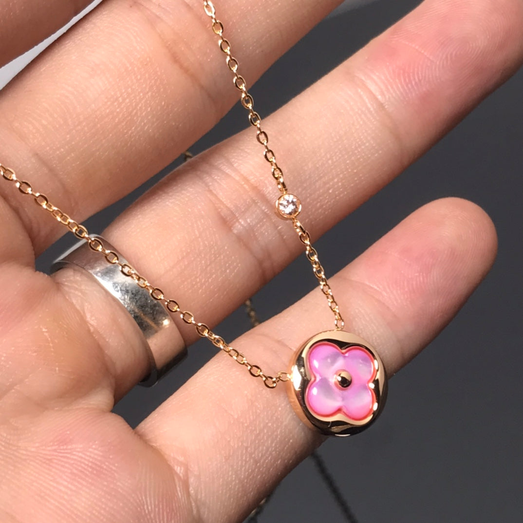 [Aurelle Style]COLOR BLOSSOM PINK MOP SUN GOLD NECKLACE