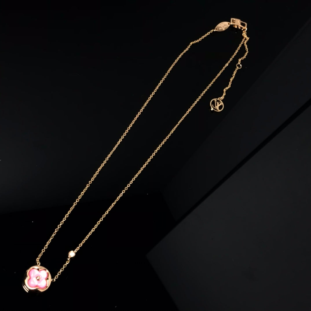 [Aurelle Style]COLOR BLOSSOM PINK MOP SUN GOLD NECKLACE