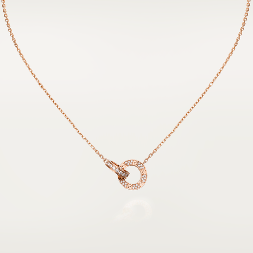 [Aurelle Style]LOVE 7.6MM NECKLACE ROSE GOLD AND SILVER  FULL DIAMOND