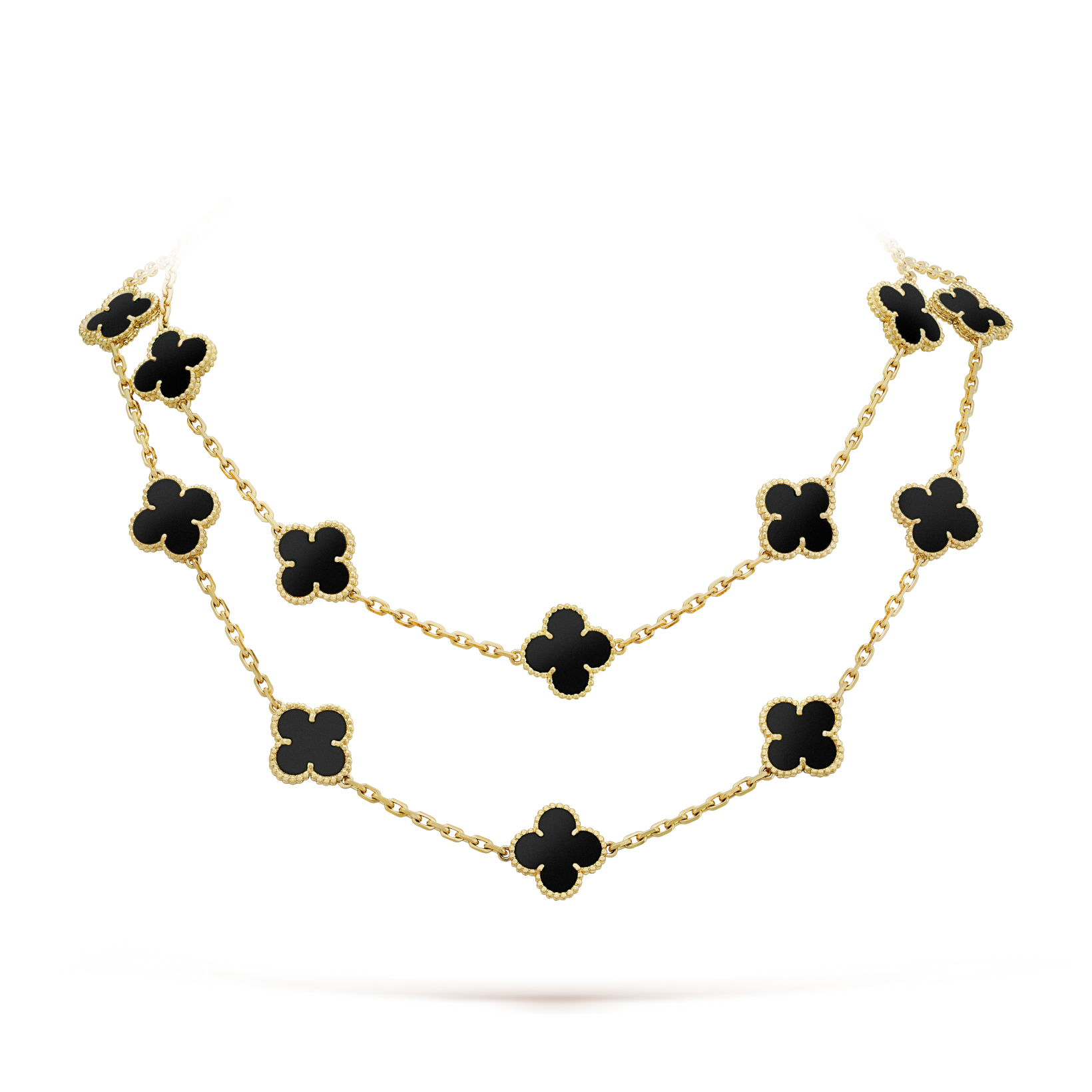 [Aurelle Style]CLOVER 20 MOTIFS ONYX NECKLACE