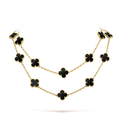 [Aurelle Style]CLOVER 20 MOTIFS ONYX NECKLACE