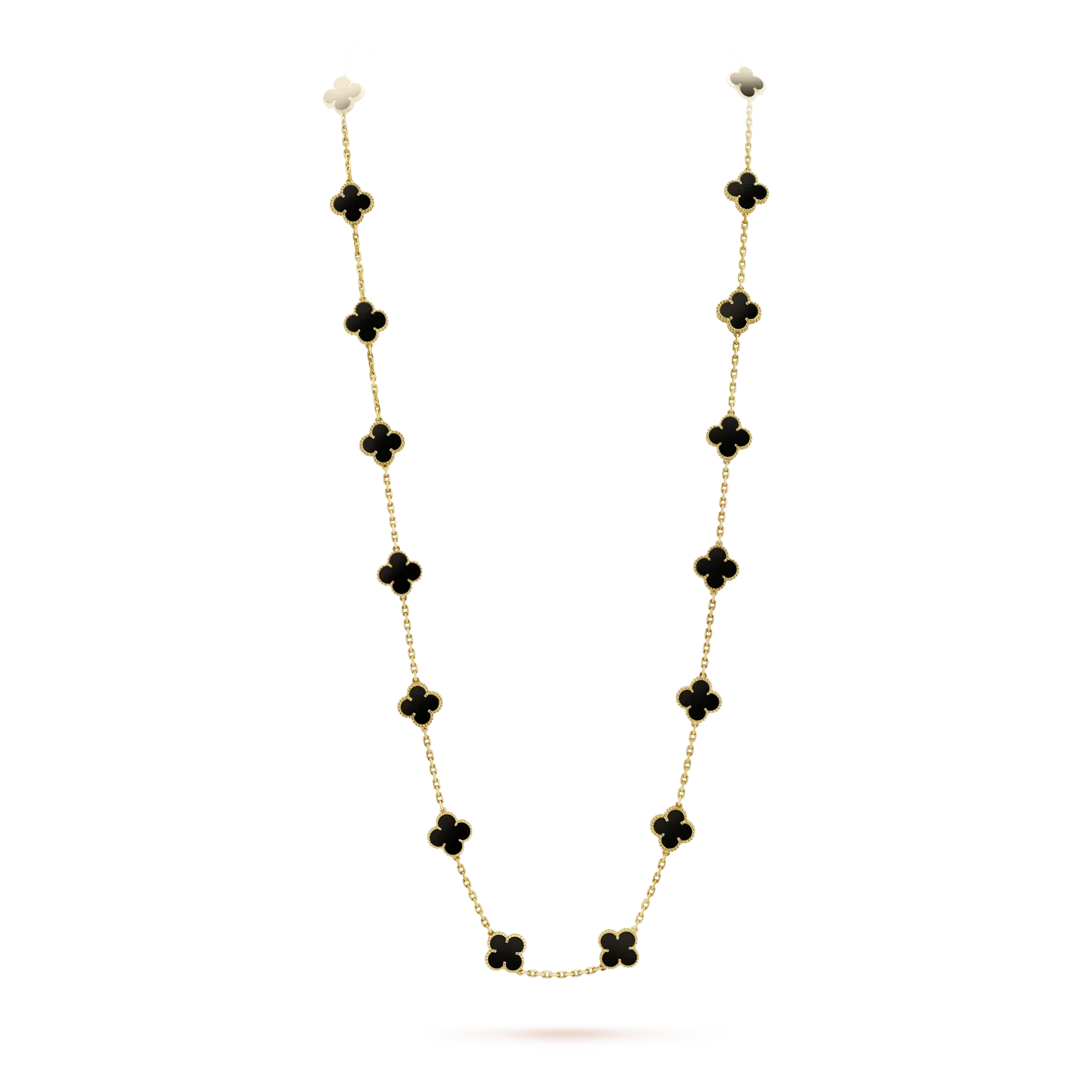 [Aurelle Style]CLOVER 20 MOTIFS ONYX NECKLACE