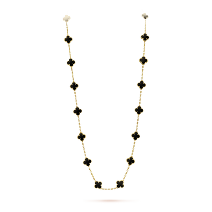 [Aurelle Style]CLOVER 20 MOTIFS ONYX NECKLACE