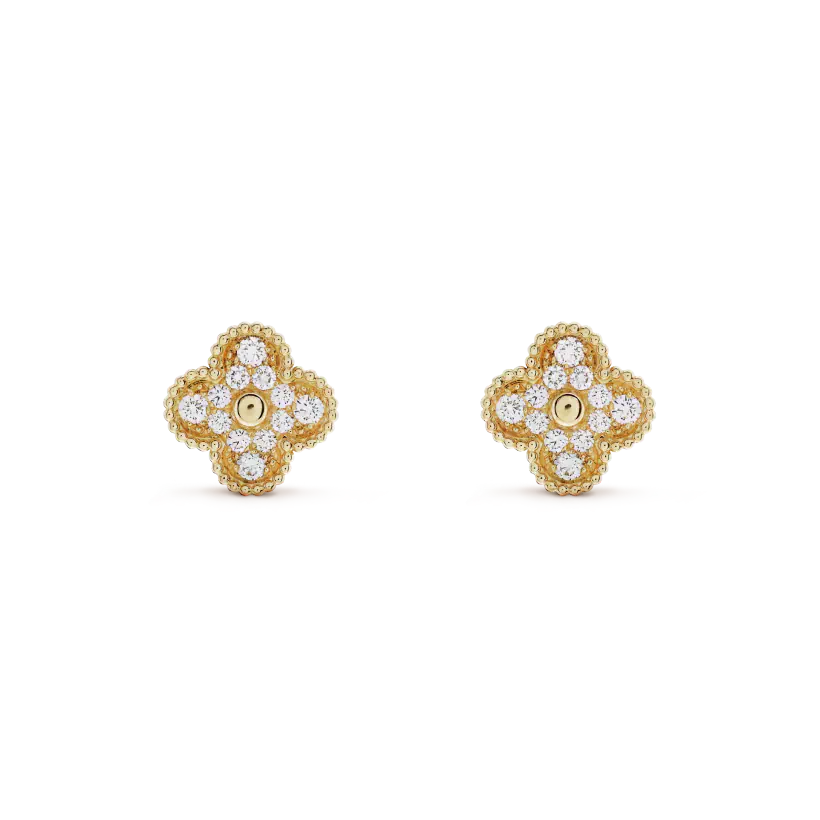 [Aurelle Style]CLOVER MEDIUM 1 MOTIFS FUll DIAMOND EARRINGS