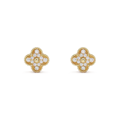 [Aurelle Style]CLOVER MEDIUM 1 MOTIFS FUll DIAMOND EARRINGS