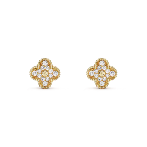 [Aurelle Style]CLOVER MEDIUM 1 MOTIFS FUll DIAMOND EARRINGS