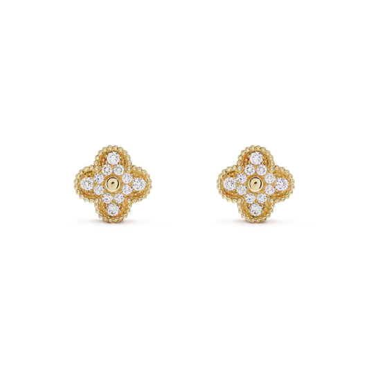 [Aurelle Style]CLOVER MEDIUM 1 MOTIFS FUll DIAMOND EARRINGS