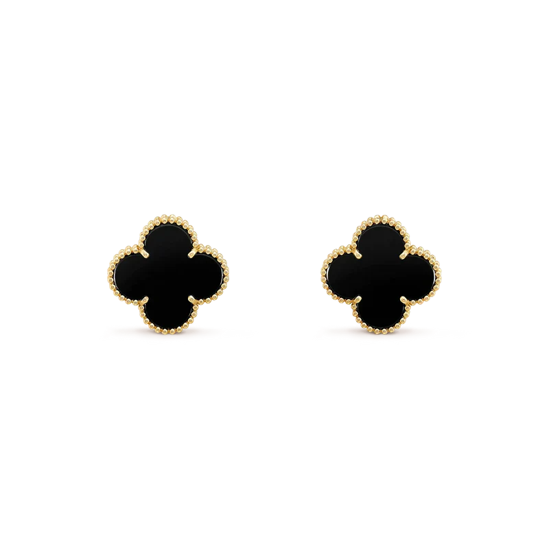 [Aurelle Style]CLOVER MEDIUM 1 MOTIFS  ONYX STUD EARRINGS
