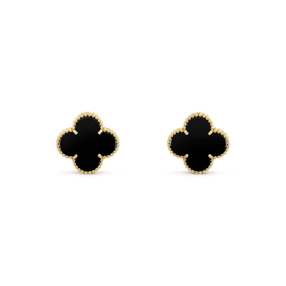 [Aurelle Style]CLOVER MEDIUM 1 MOTIFS  ONYX STUD EARRINGS