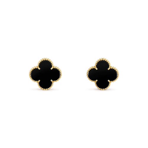 [Aurelle Style]CLOVER MEDIUM 1 MOTIFS  ONYX STUD EARRINGS