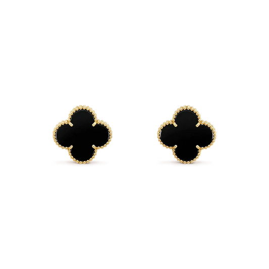 [Aurelle Style]CLOVER MEDIUM 1 MOTIFS  ONYX STUD EARRINGS