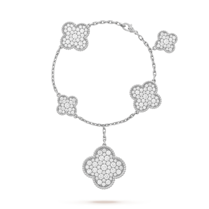 [Aurelle Style]CLOVER 6 MOTIFS SILVER DIAMOND BRACELET