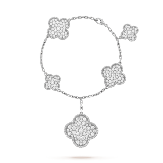 [Aurelle Style]CLOVER 6 MOTIFS SILVER DIAMOND BRACELET