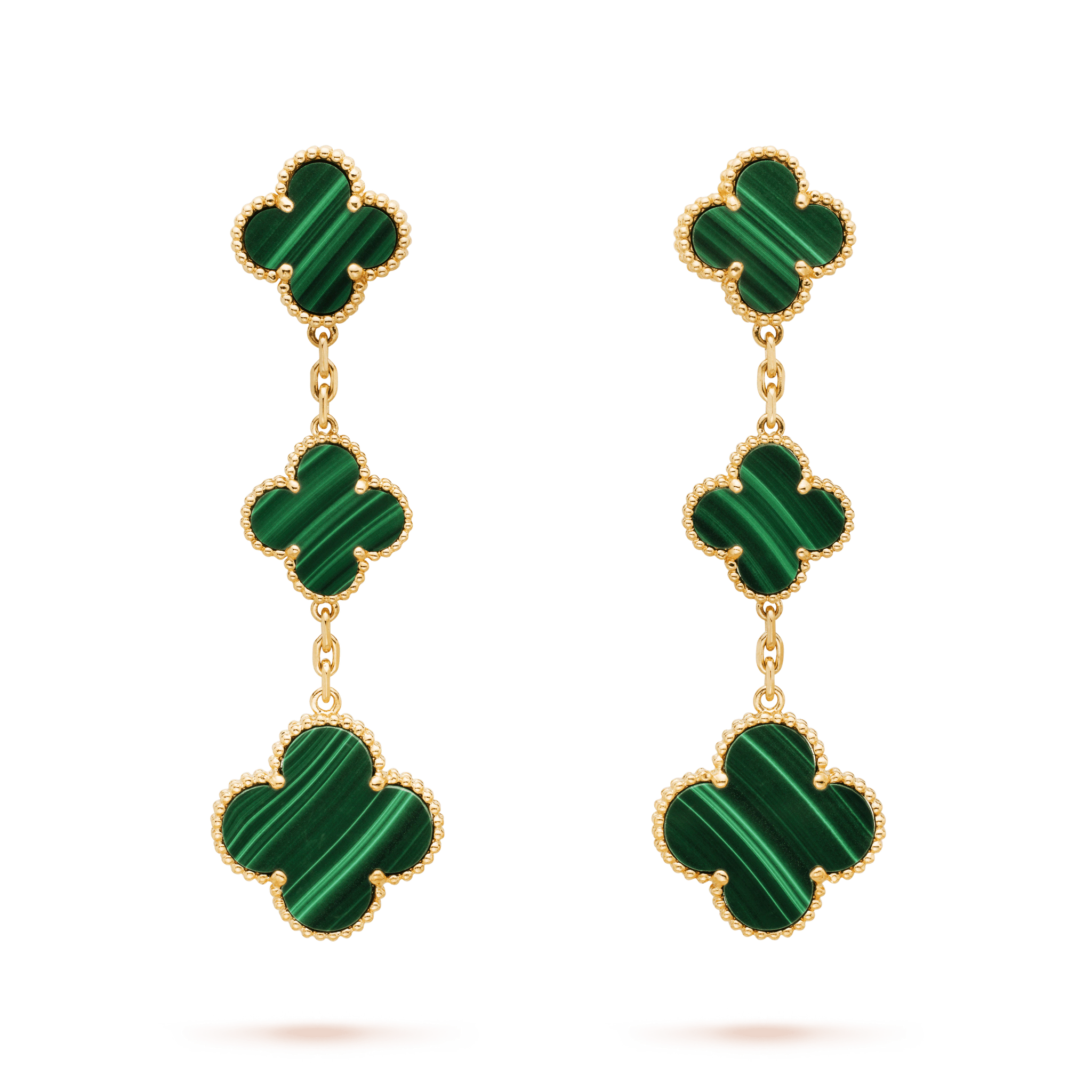 [Aurelle Style]CLOVER MALACHITE 3 MOTIFS GOLD