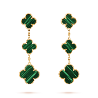 [Aurelle Style]CLOVER MALACHITE 3 MOTIFS GOLD